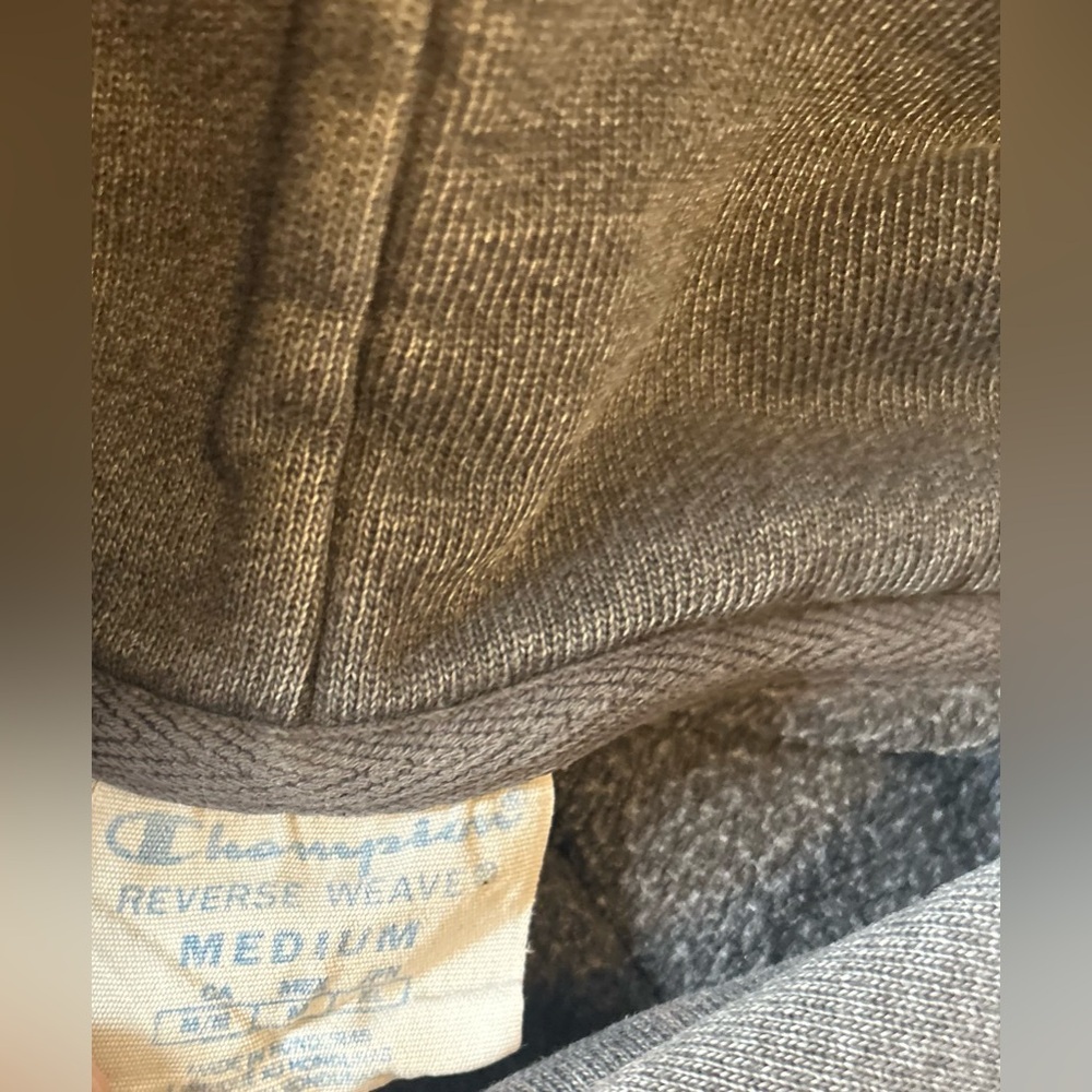Vintage Champion Reverse Weave Mens Hoodie Dark Gray Sweatshirt Big Logo Size M - Picture 7 of 8